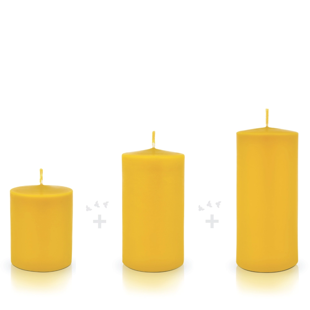 Lot de 3 piliers en cire d'abeille
