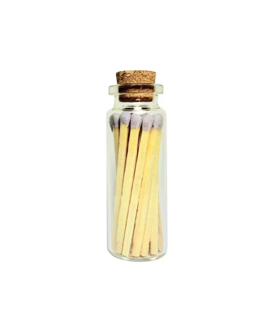 Fiole de 20 allumettes en verre