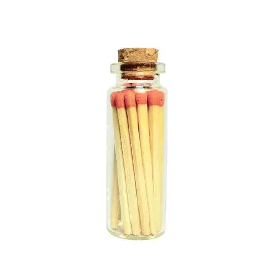 Fiole de 20 allumettes en verre