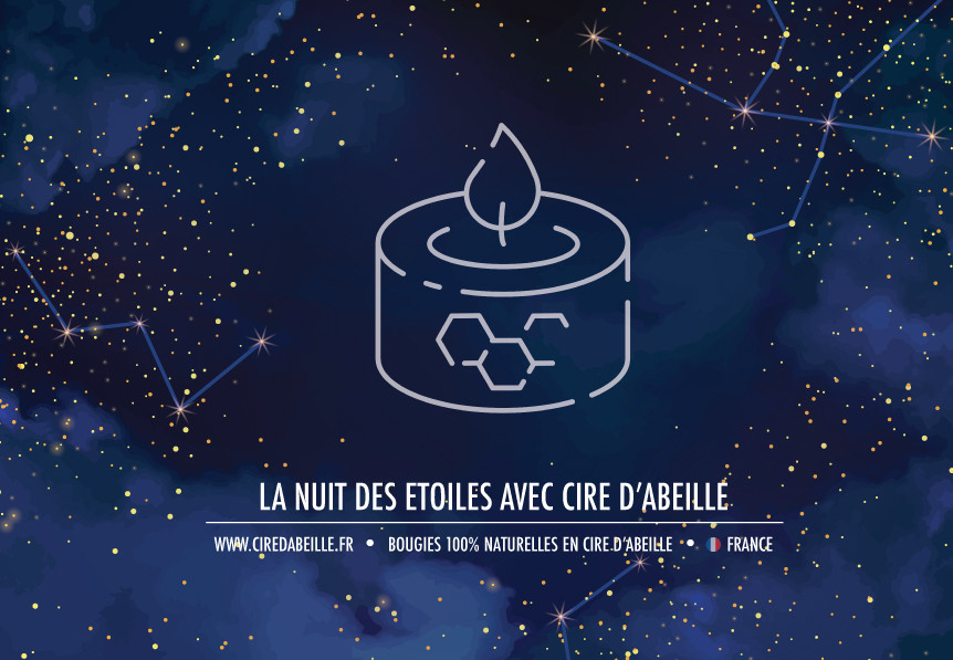 Une nuit étoilée à la lueur d'une bougie en cire d'abeille
